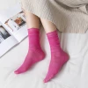 Korean candy-colored women's socks, ultra-thin black ear-trimmed mesh pile socks, hollowed-out mesh high street style socks, Japanese silk socks details Picture